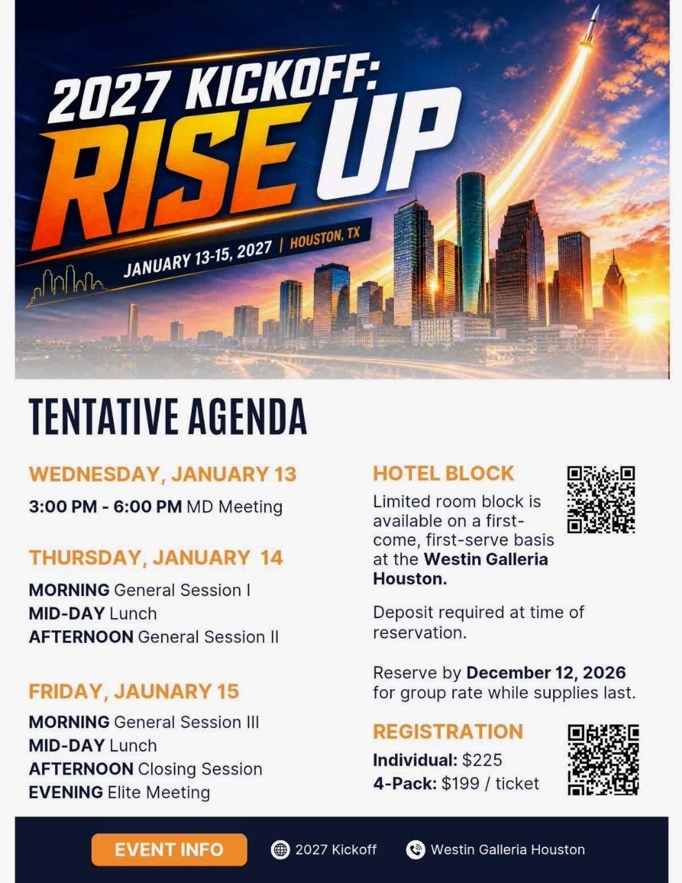 2027 Kickoff: Rise Up. January 13 to 15, 2027. Houston, Texas.