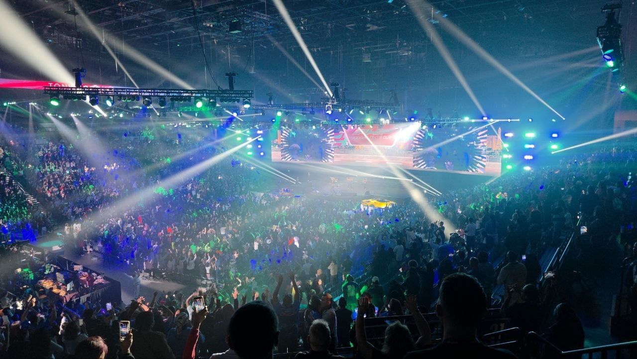 The arena crowd standing under stage lighting at PHP Lights Out 2026