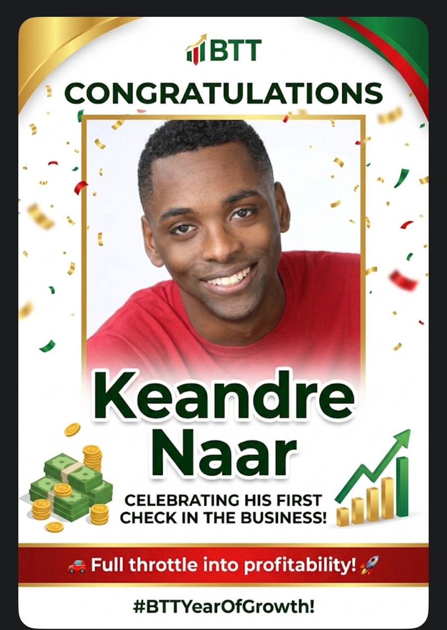 Keandre Naar celebrating his first check in the business
