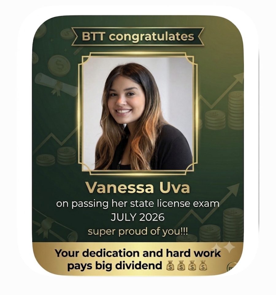Vanessa Uva congratulated on passing her state license exam